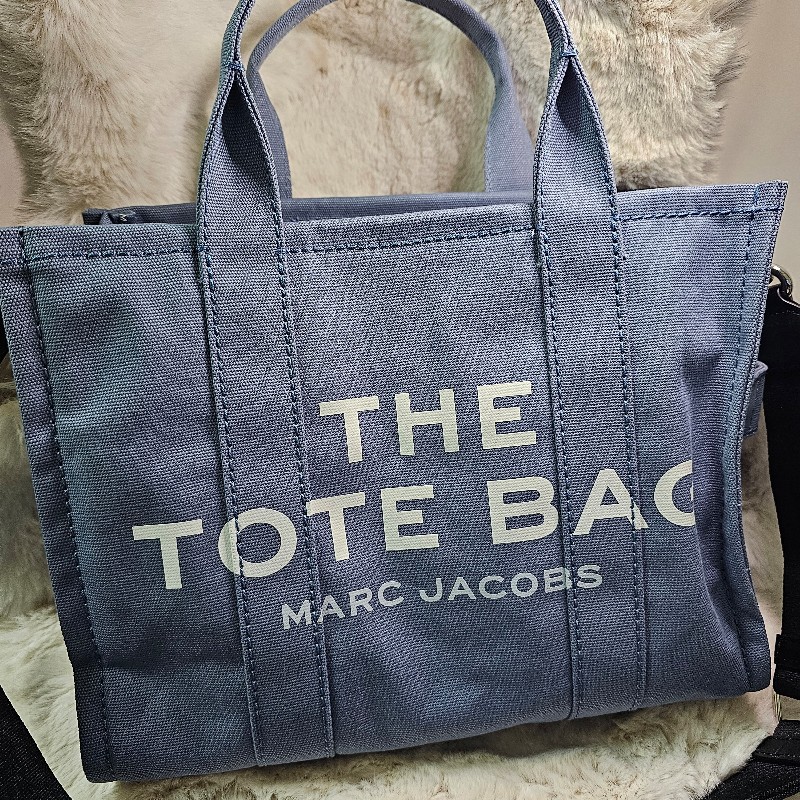 全新 Marc Jacobs The Tote Bag 小號帆布托特包 藍灰色-1