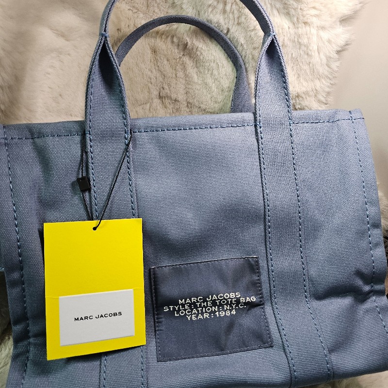 全新 Marc Jacobs The Tote Bag 小號帆布托特包 藍灰色-8