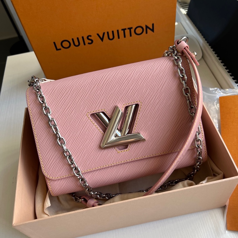 Louis Vuitton twist 粉色銀扣水波紋 全套配件 扣子有膜-2