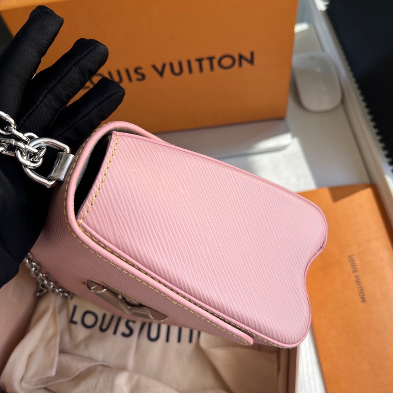 Louis Vuitton twist 粉色銀扣水波紋 全套配件 扣子有膜-7