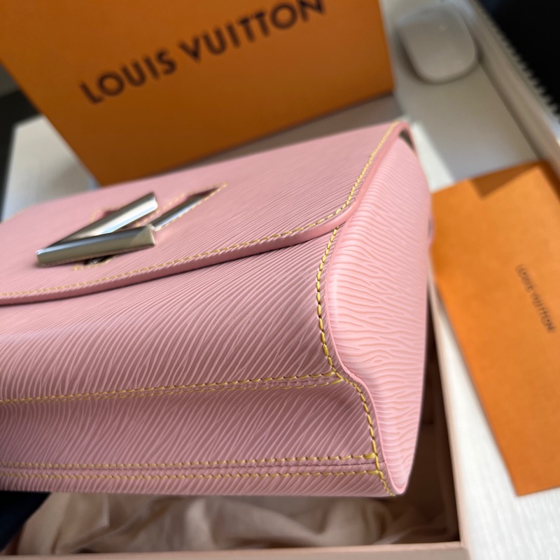Louis Vuitton twist 粉色銀扣水波紋 全套配件 扣子有膜-10