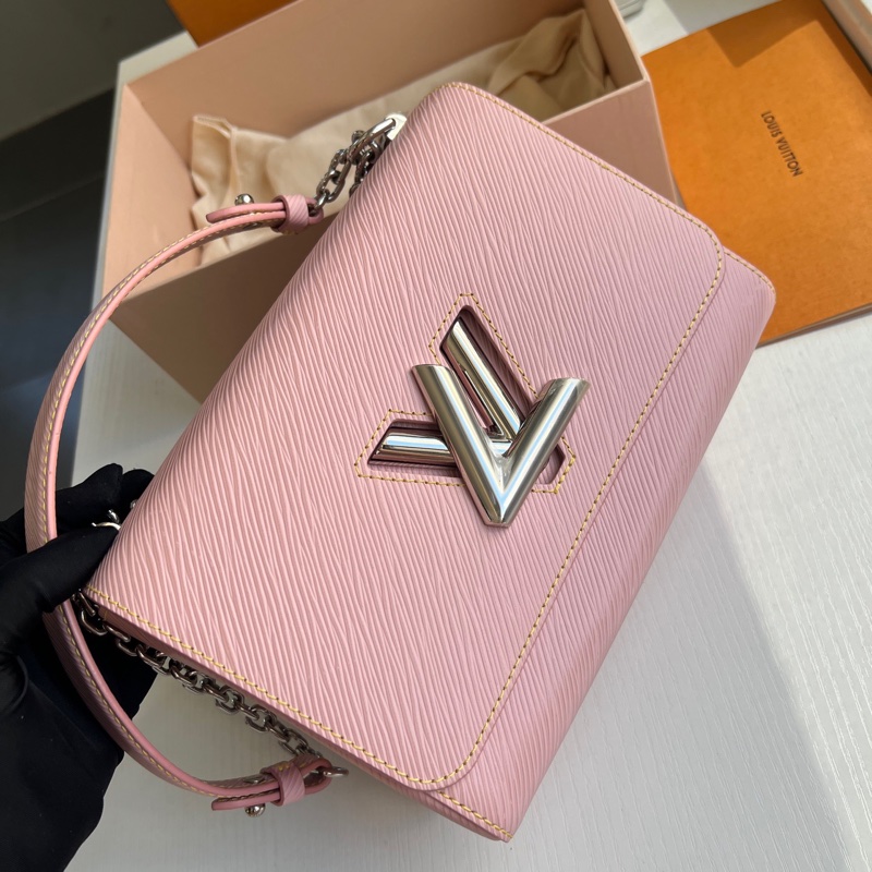 Louis Vuitton twist 粉色銀扣水波紋 全套配件 扣子有膜-17