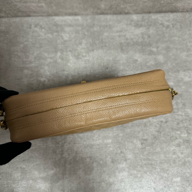 正品 稀有Chanel vintage 雕花logo金球荔枝皮方包-2