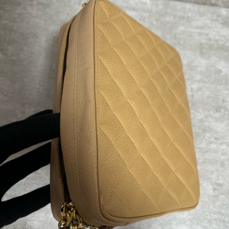 正品 稀有Chanel vintage 雕花logo金球荔枝皮方包-6