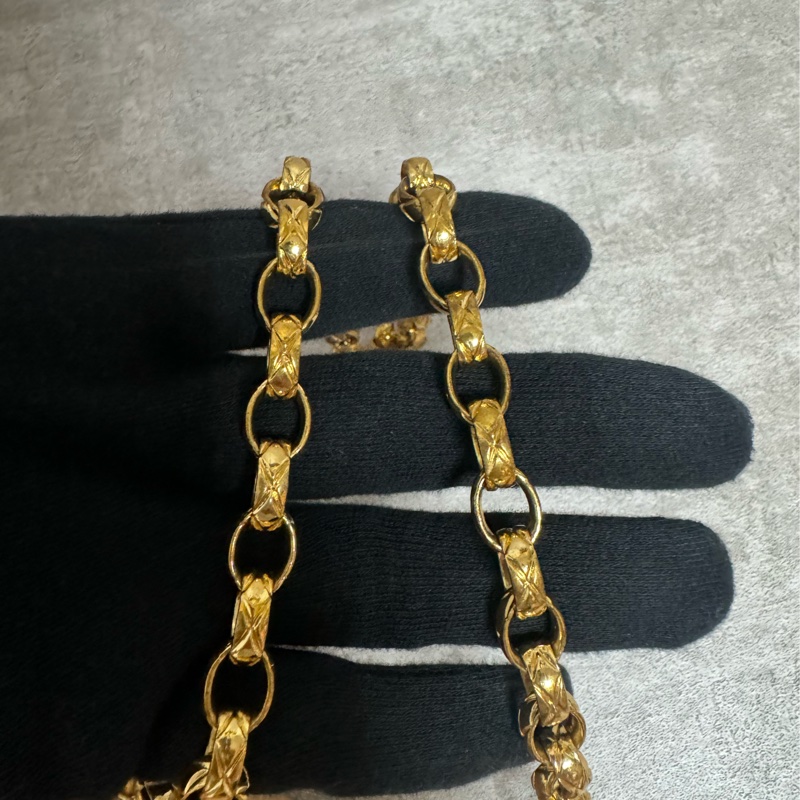 正品 稀有Chanel vintage 雕花logo金球荔枝皮方包-12