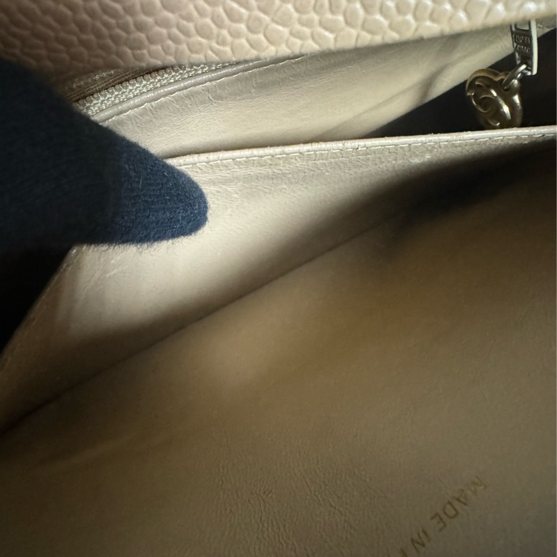 正品 稀有Chanel vintage 雕花logo金球荔枝皮方包-21