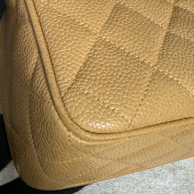 正品 稀有Chanel vintage 雕花logo金球荔枝皮方包-23