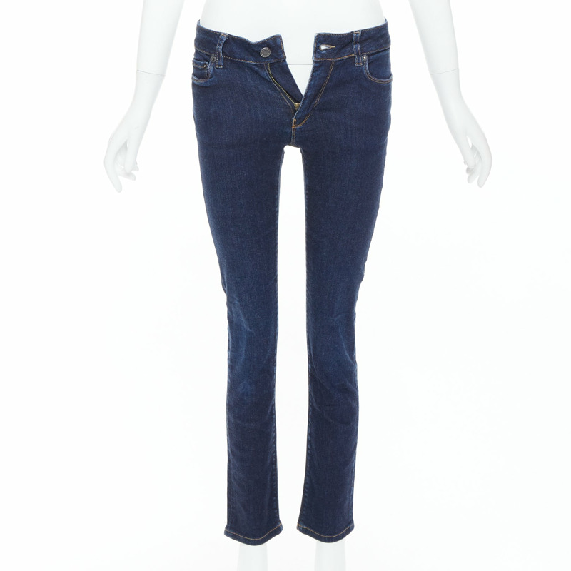 PRADA washed dark blue contour fit cropped skinny jeans XS-0
