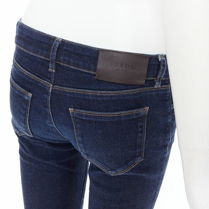 PRADA washed dark blue contour fit cropped skinny jeans XS-1