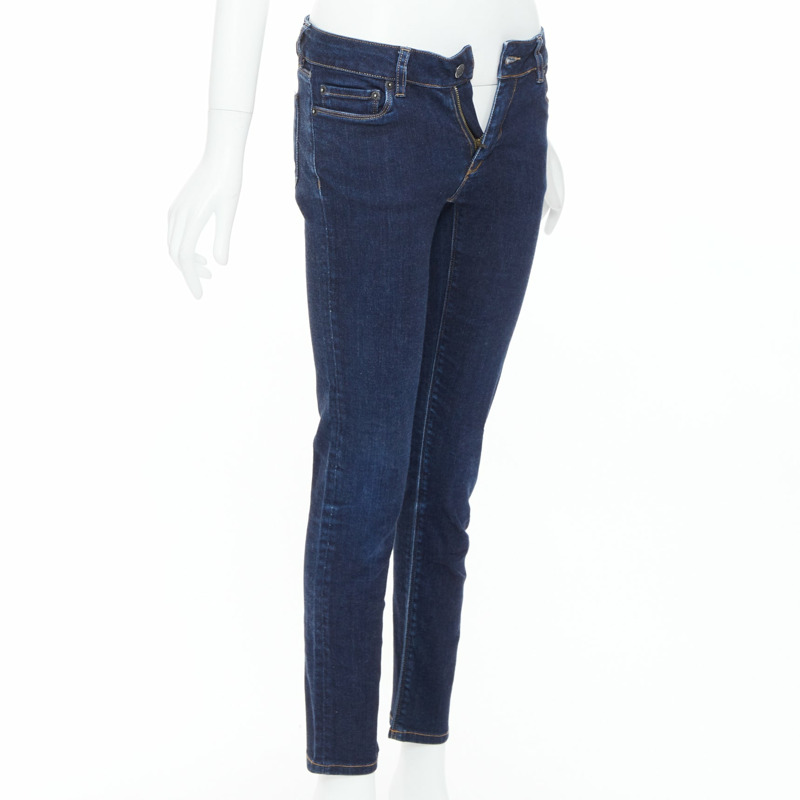 PRADA washed dark blue contour fit cropped skinny jeans XS-2
