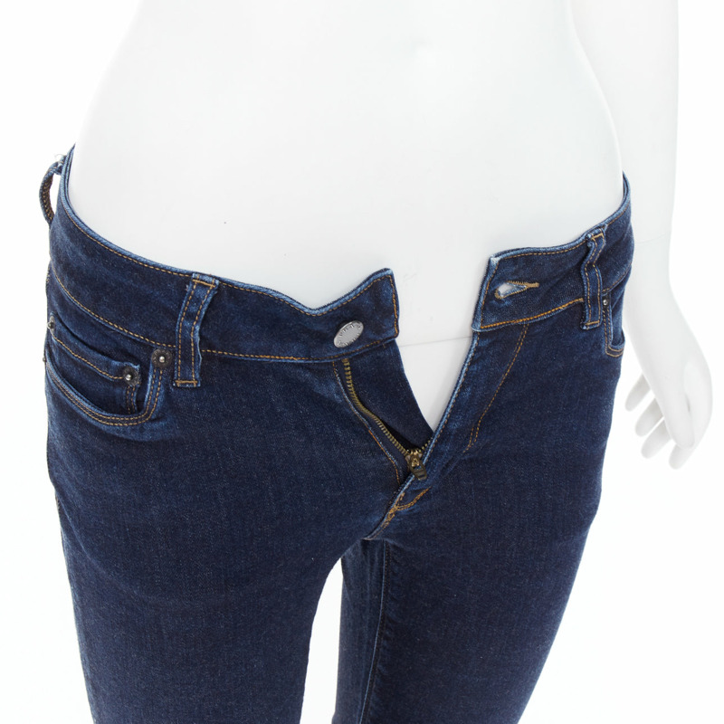 PRADA washed dark blue contour fit cropped skinny jeans XS-6