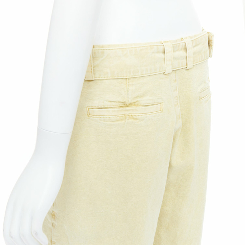 JIL SANDER + washed yellow cotton belted wide leg pants FR38 M-6