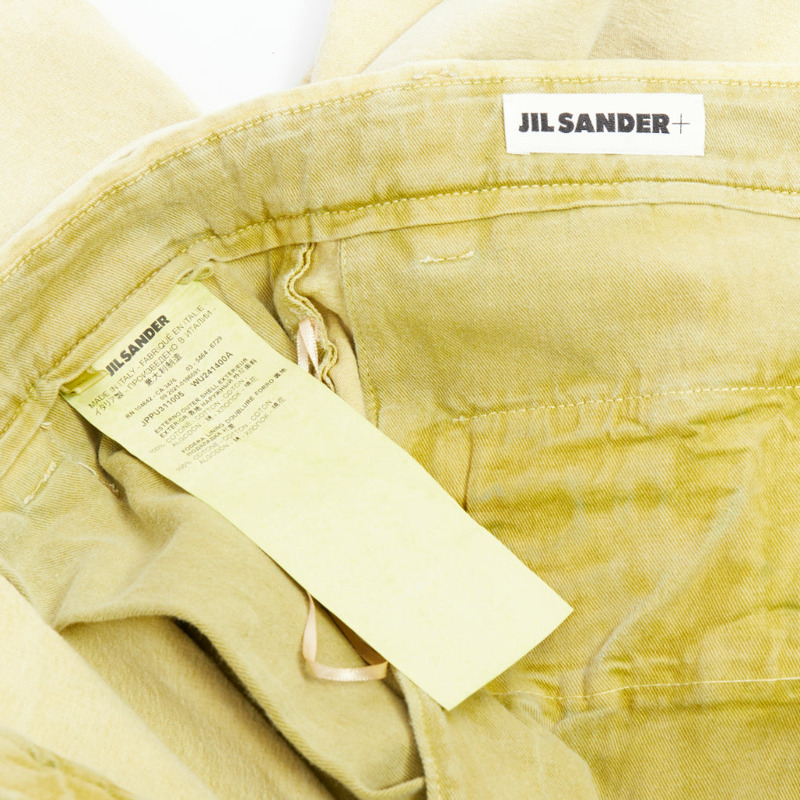 JIL SANDER + washed yellow cotton belted wide leg pants FR38 M-7