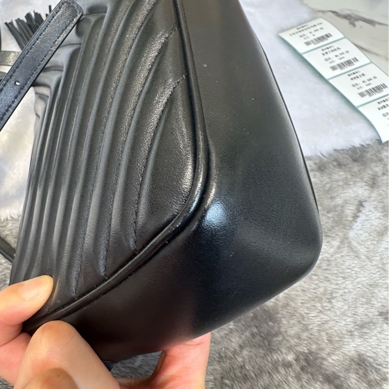 YSL聖羅蘭LOU金標Logo流蘇掛飾縫線牛皮革單肩斜挎相機包-8