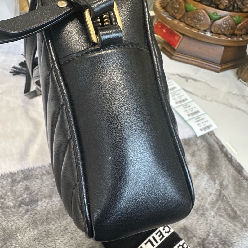 YSL聖羅蘭LOU金標Logo流蘇掛飾縫線牛皮革單肩斜挎相機包-10