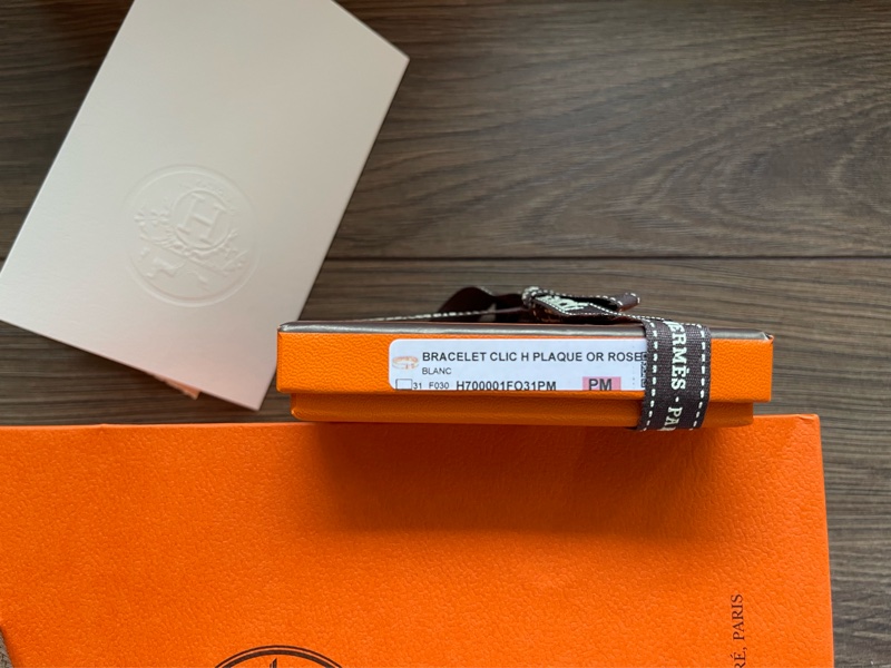 Hermès Clic H 琺瑯手環 白玫瑰金最熱賣-3