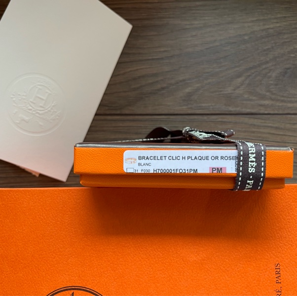 Hermès Clic H 琺瑯手環 白玫瑰金最熱賣-8