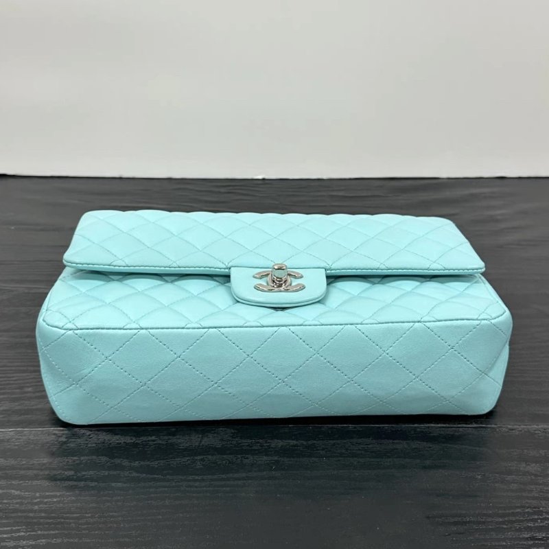 CHANEL Tiffany藍銀CF中號肩背斜背包 25*16*7 98新配件塵袋-3