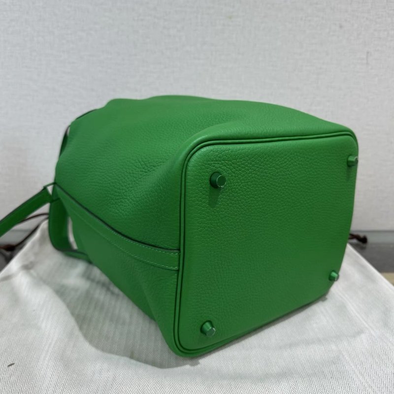 HERMES 竹子綠菜籃子22手提袋 22*22*18 99新配件:盒子塵袋鑰匙鎖購證-3