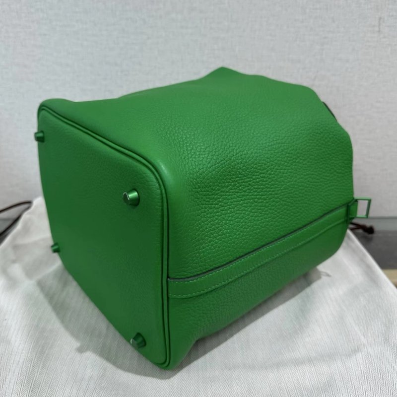 HERMES 竹子綠菜籃子22手提袋 22*22*18 99新配件:盒子塵袋鑰匙鎖購證-4