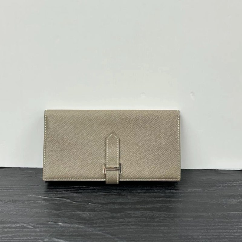 HERMES 大象灰銀扣長夾 17.5*9*2 98新-0