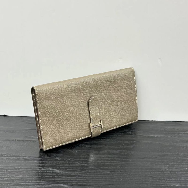 HERMES 大象灰銀扣長夾 17.5*9*2 98新-1