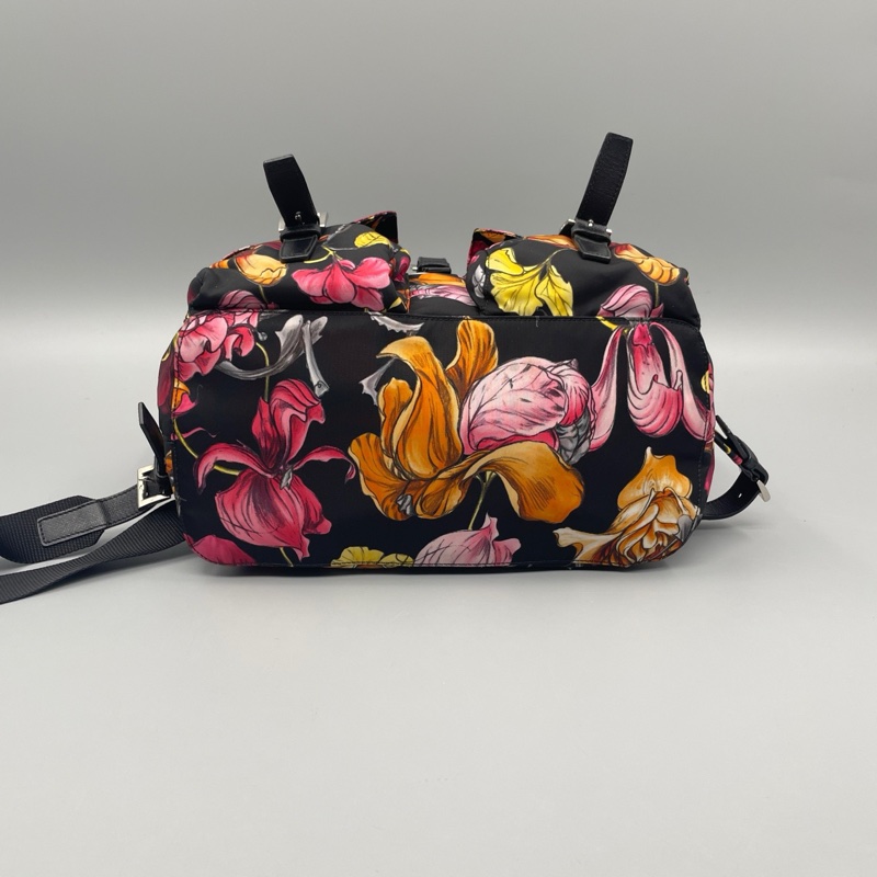 Prada 普拉達尼龍花卉雙肩包 後背包-2