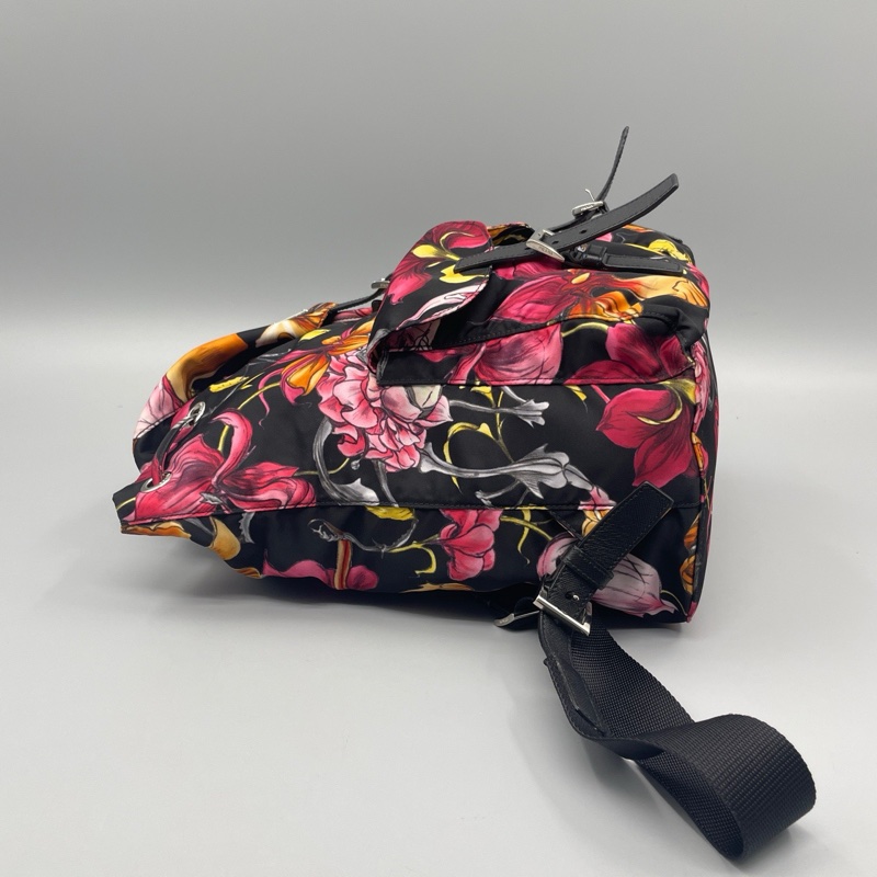 Prada 普拉達尼龍花卉雙肩包 後背包-3