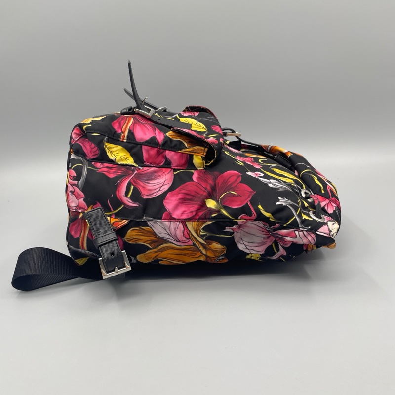 Prada 普拉達尼龍花卉雙肩包 後背包-4