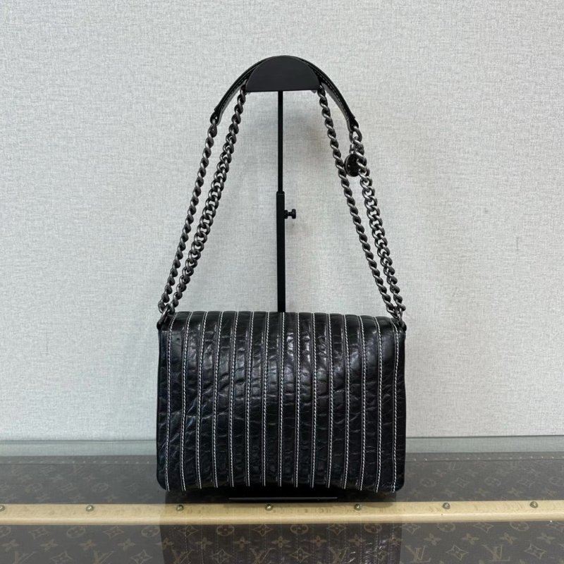 CHANEL 黑銀白線手提肩背包28*19*3 98新配件塵袋-5