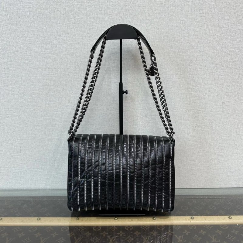 CHANEL 黑銀白線手提肩背包28*19*3 98新配件塵袋-5