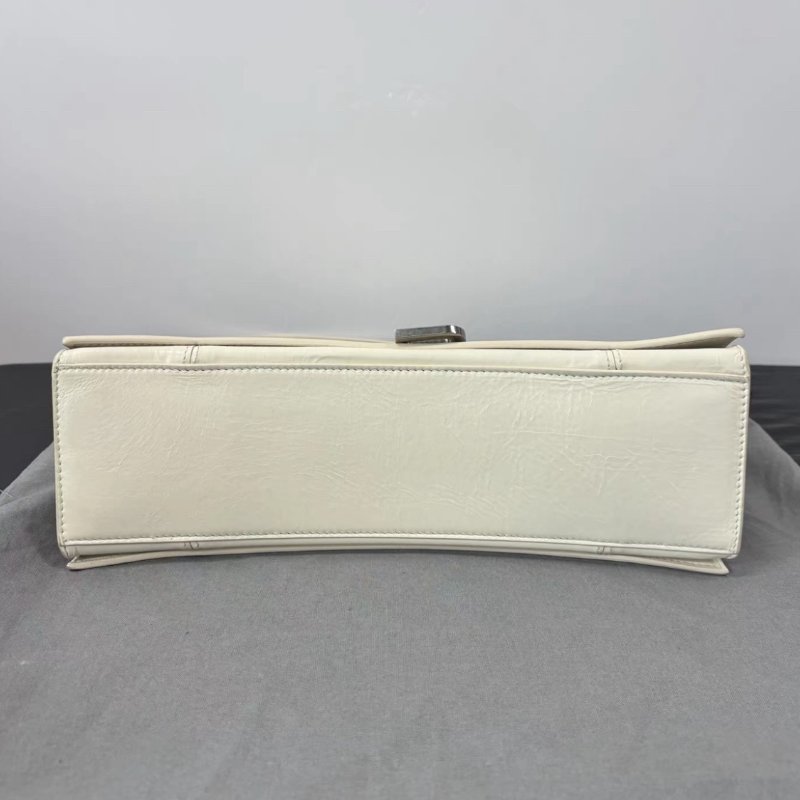 BALENCIAGA 油蠟皮奶白色肩背斜背腋下包31*19*10 98新配件塵袋吊牌-4