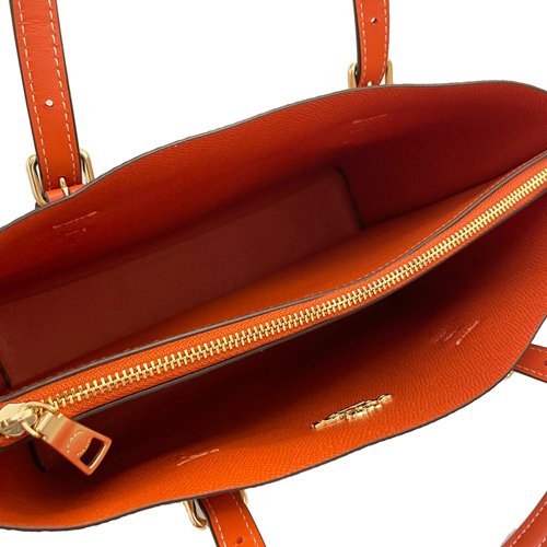 【全新】COACH C LOGO橘子印花手提斜背兩用托特包(橘/咖)-4