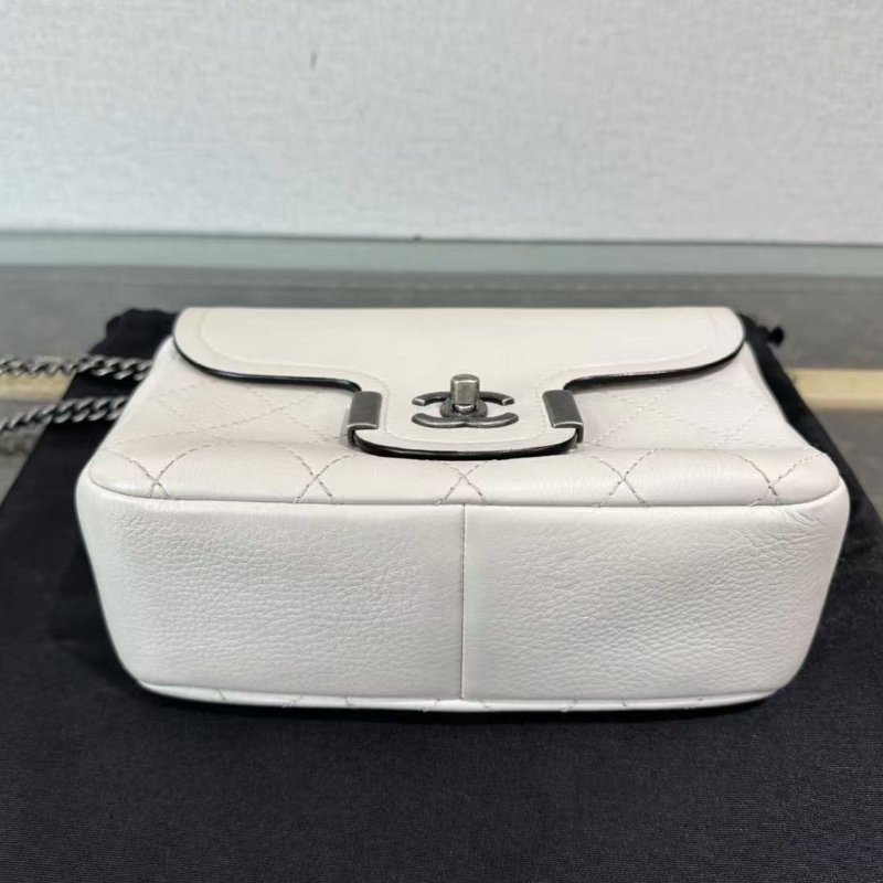 CHANEL 白銀希臘神話斜背郵差包 22*15*8 98新配件盒子塵袋-5