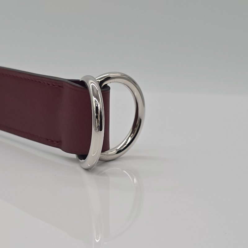 HEMRES 愛馬仕 小牛皮 酒紅色 皮質 絲巾扣-4