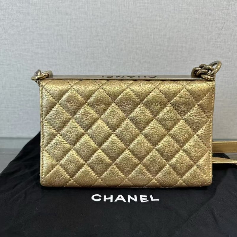 CHANEL 限量金色Trendy2.55肩背斜背包 20.5*13*8 98新 配件塵袋-2