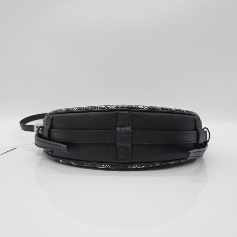 (全新有吊牌購物袋🌟七夕好禮) GOYARD 高雅德 經典Hirondelle 黑色經典花紋 印花帆布 斜背包 半月包-3