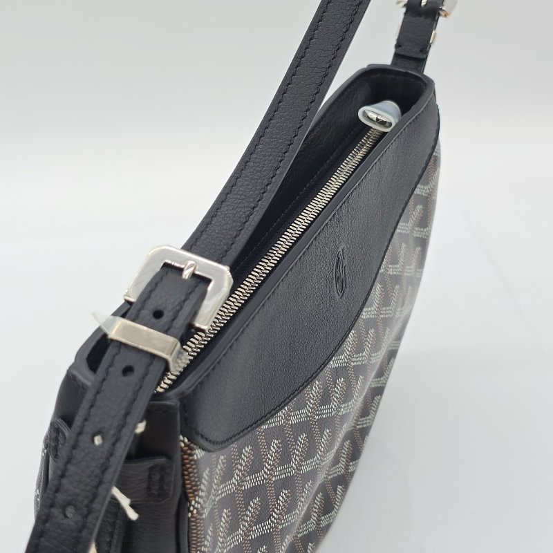 (全新有吊牌購物袋🌟七夕好禮) GOYARD 高雅德 經典Hirondelle 黑色經典花紋 印花帆布 斜背包 半月包-4