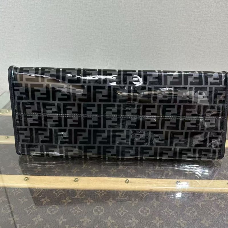 Fendi runaway 黑金透明手提斜背托特包 44*35*18 98新-3