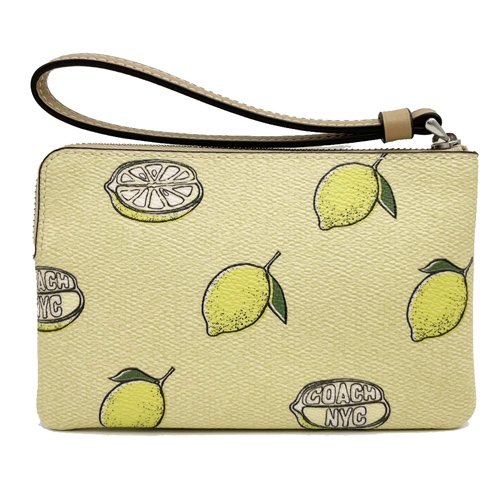 【全新】COACH 檸檬印花手拿零錢包(黃)-2