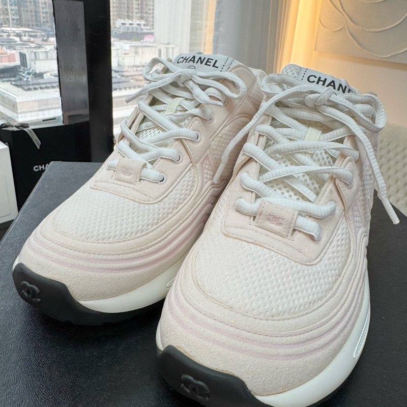 Chanel Fabric CC Light Pink Sneakers Size 38-1