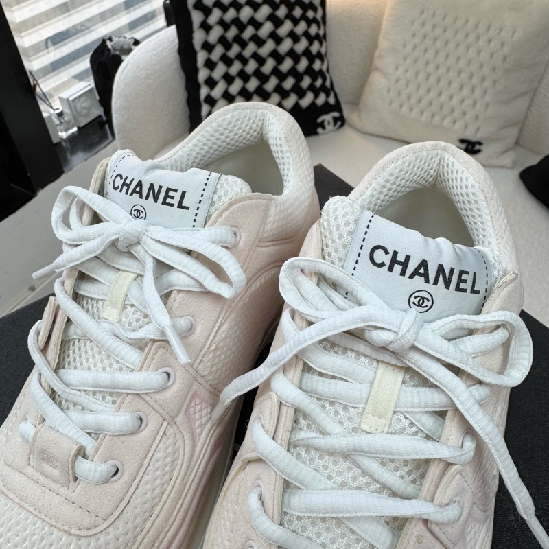 Chanel Fabric CC Light Pink Sneakers Size 38-2