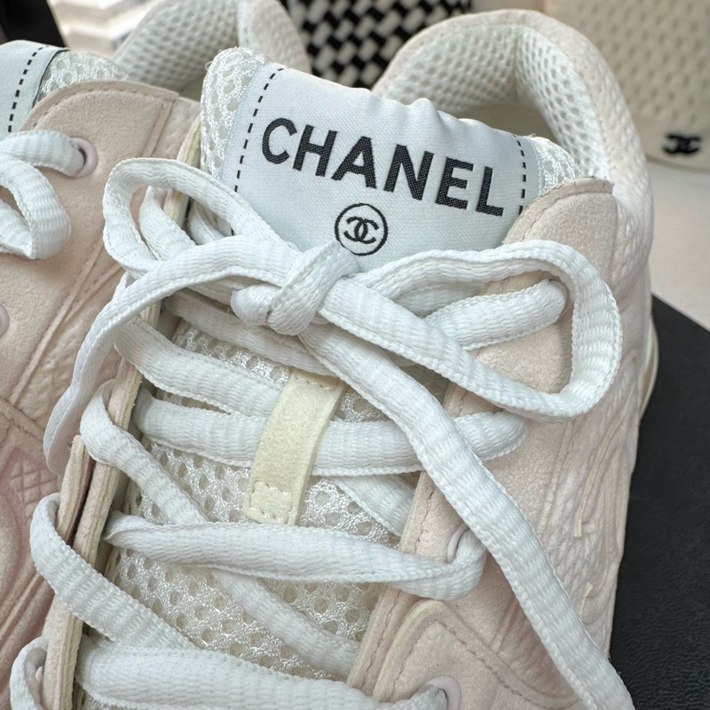 Chanel Fabric CC Light Pink Sneakers Size 38-3