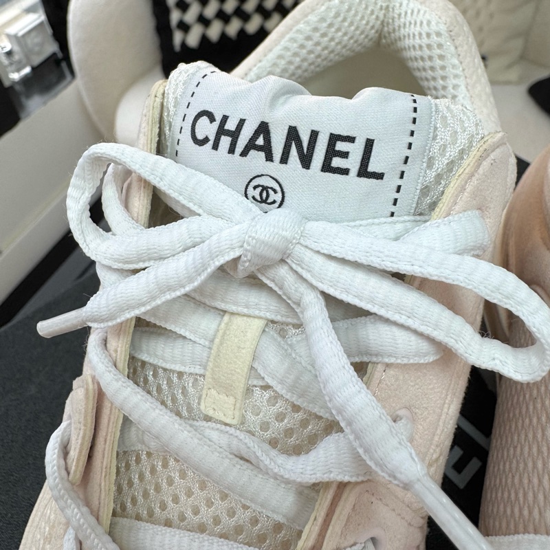 Chanel Fabric CC Light Pink Sneakers Size 38-4