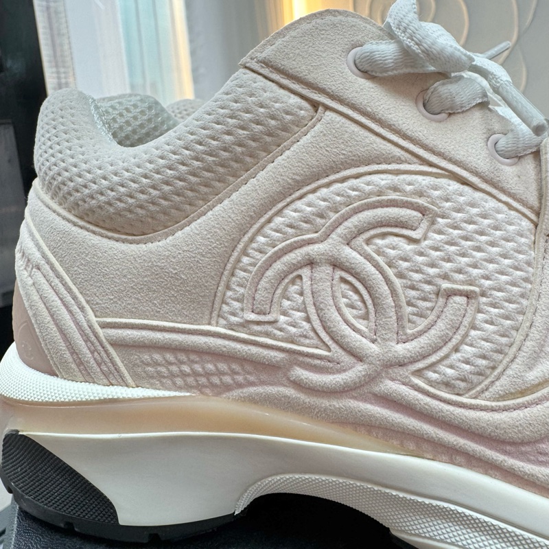 Chanel Fabric CC Light Pink Sneakers Size 38-6