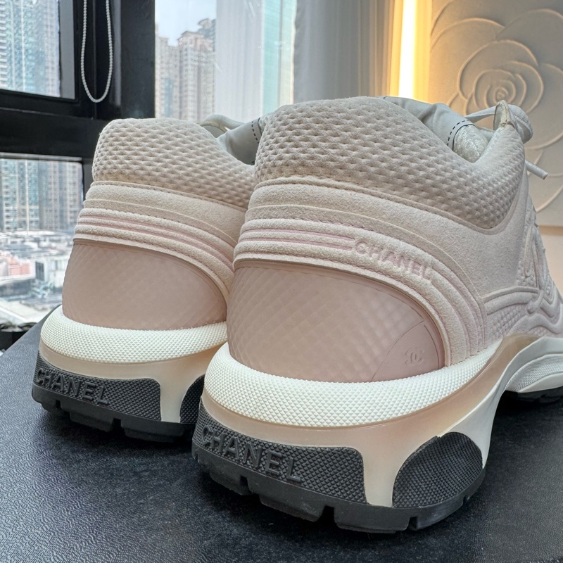 Chanel Fabric CC Light Pink Sneakers Size 38-7