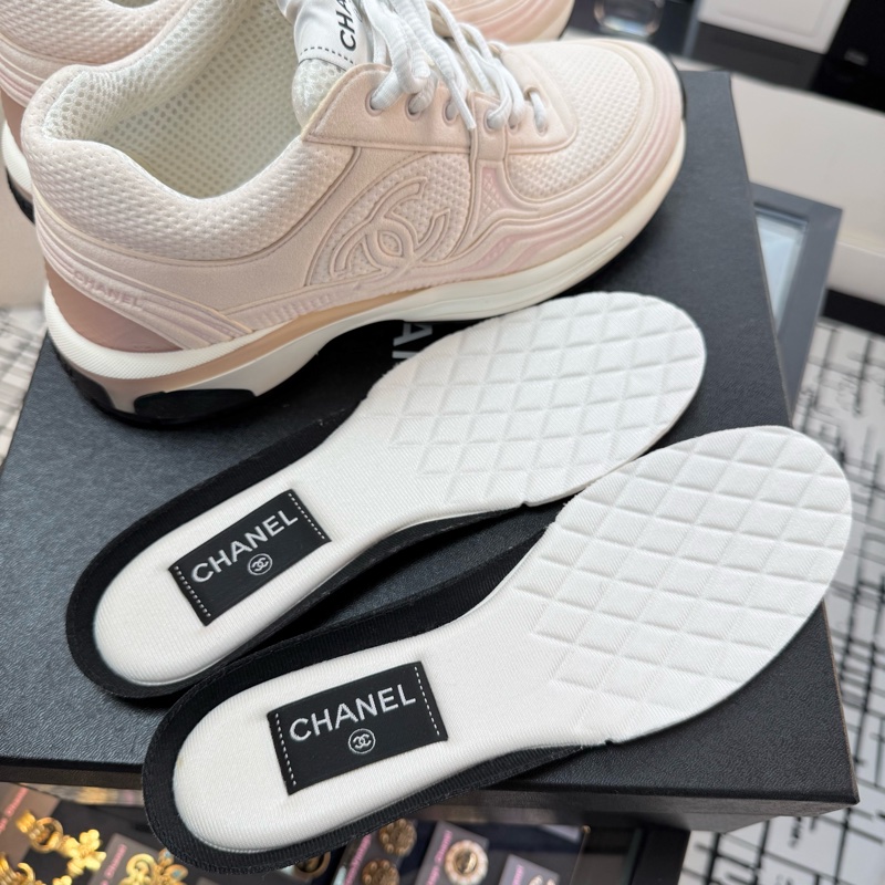 Chanel Fabric CC Light Pink Sneakers Size 38-11
