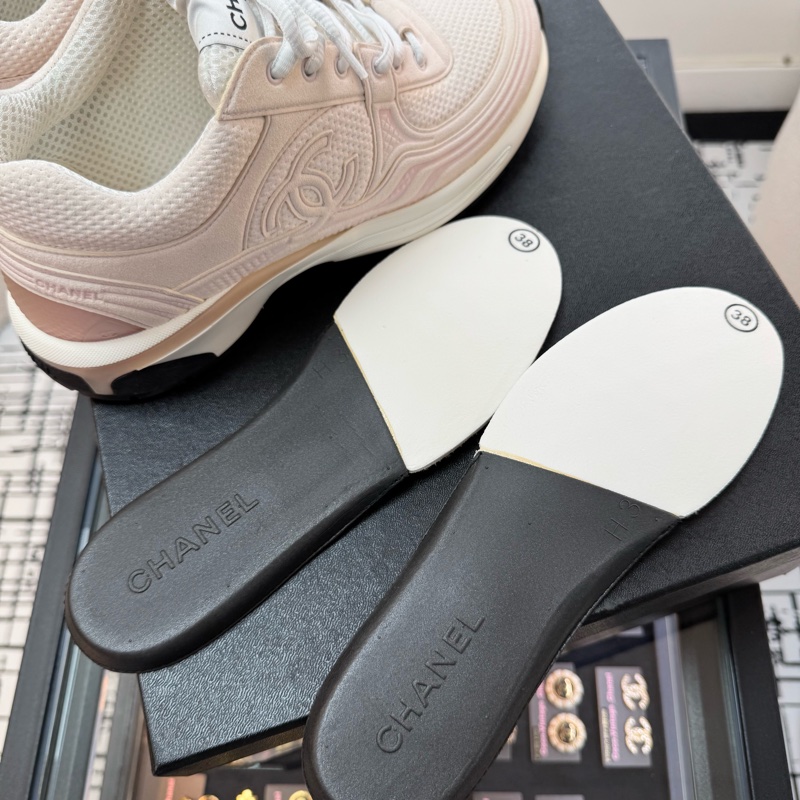 Chanel Fabric CC Light Pink Sneakers Size 38-12