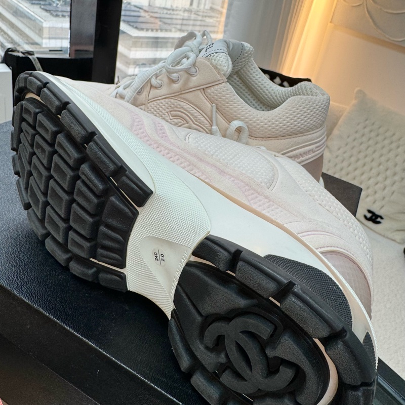 Chanel Fabric CC Light Pink Sneakers Size 38-17