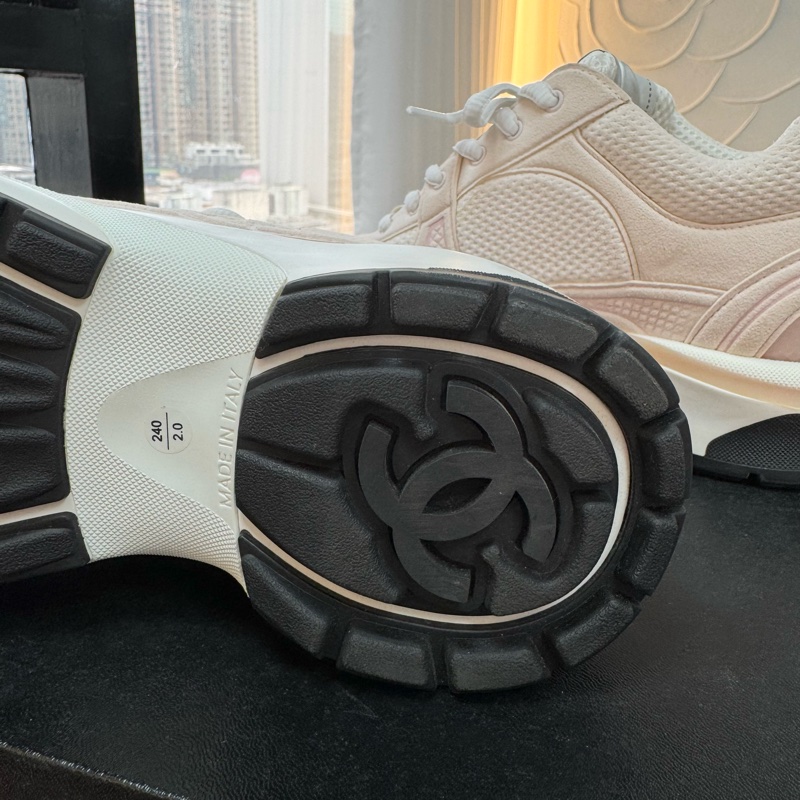 Chanel Fabric CC Light Pink Sneakers Size 38-18